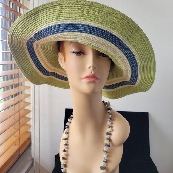 Unbranded Summer /Spring Lime Green Floppy Straw Hat (Size 7 1/8" /Medium) - Picture 13 of 13